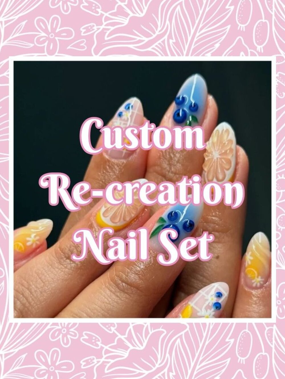 💅Custom Re-Creation Press-On Nails (Made to Order) 🫐🍋
